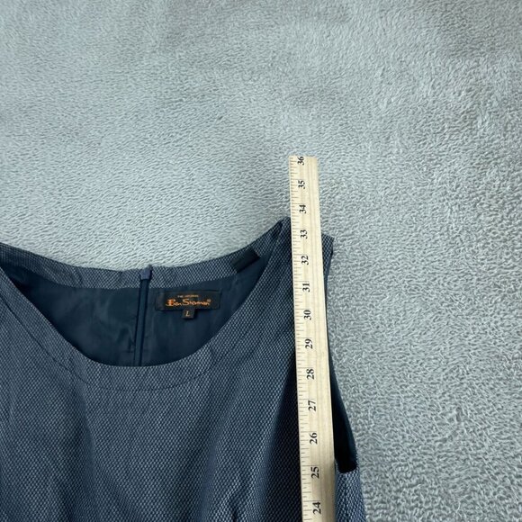 Ben Sherman Sleeveless Blue Dress Size L 100% Cotton Shell Polyester Lining 5605 - Picture 7 of 9